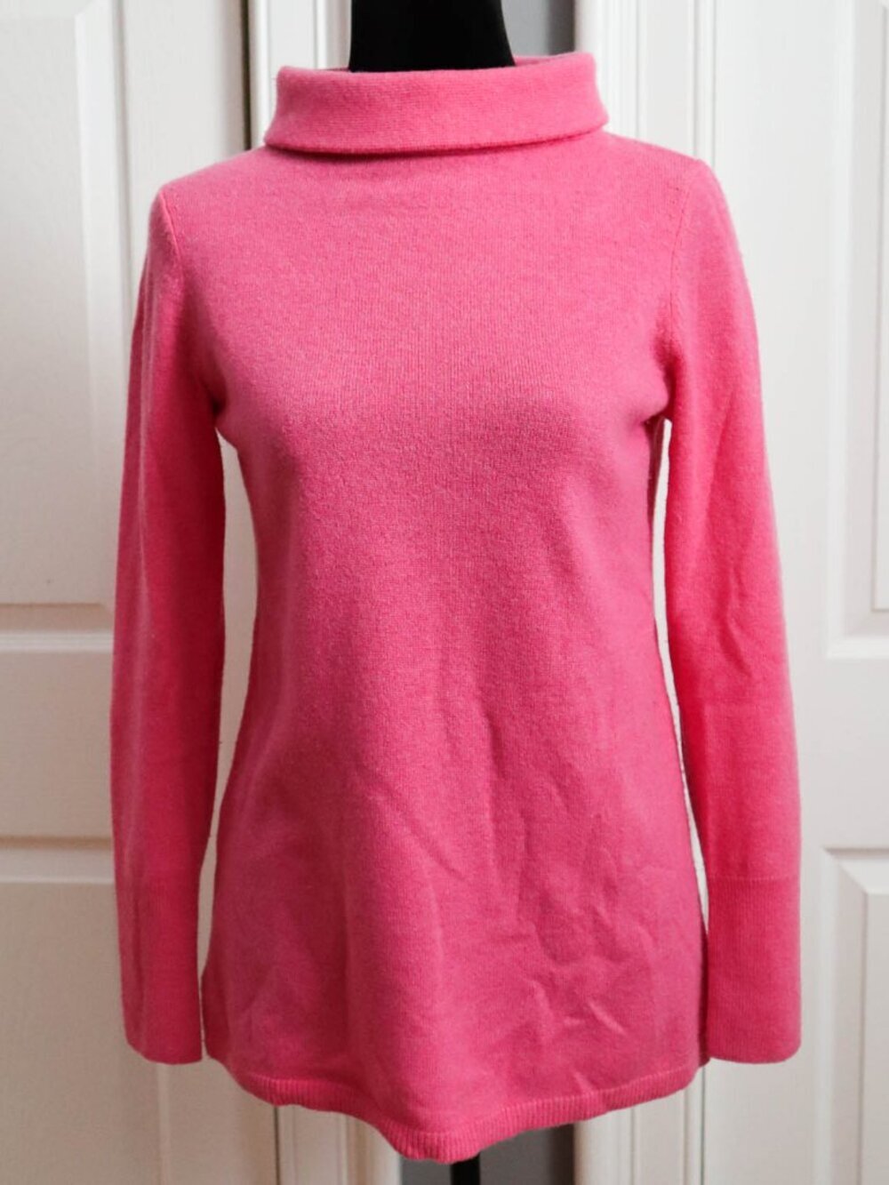 Talbots Pure Cashmere Mock Neck Tunic Sweater Pink Sz XS - S Preppy Classic